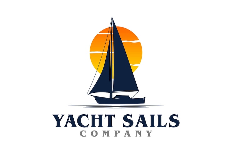 Vecteur inspiration de conception de logo de silhouette de yacht à voile simple