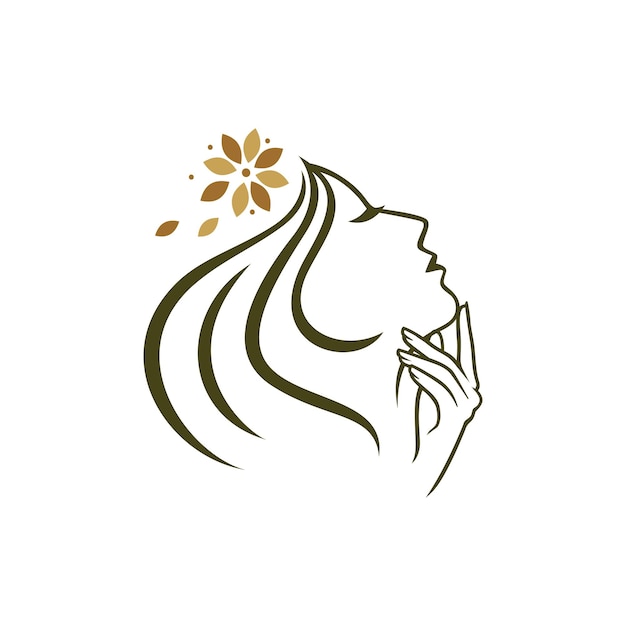 Inspiration De Logo De Visage De Beauté De Fleur | Vecteur Premium