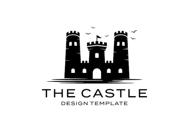 Vecteur inspiration de modèle de conception d'illustration de logo de château de silhouette