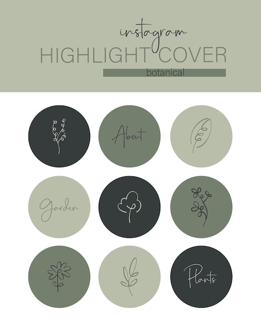 Vecteur instagram highlight cover botanical edition