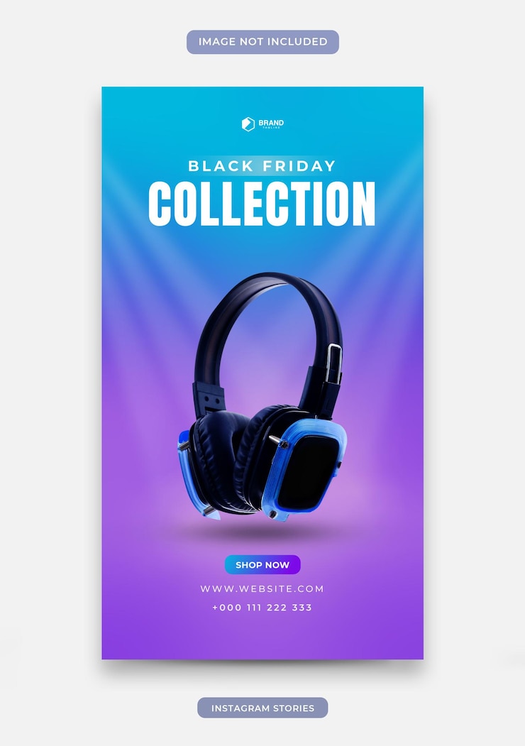 Vecteur instagram stories avec éclairage et fond de couleur dégradé pour la vente de produits