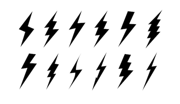 Installer Le Vecteur De Style Lightning Flat Lightning Bolt Lightning Flash Icon Set