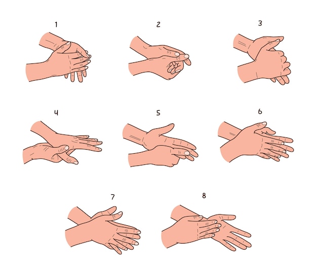 Instructions étape Par étape Sur La Façon De Se Laver Les Mains Correctement Pour Prévenir La Propagation Des Bactéries Coronavirus Illustration Vectoriellexa