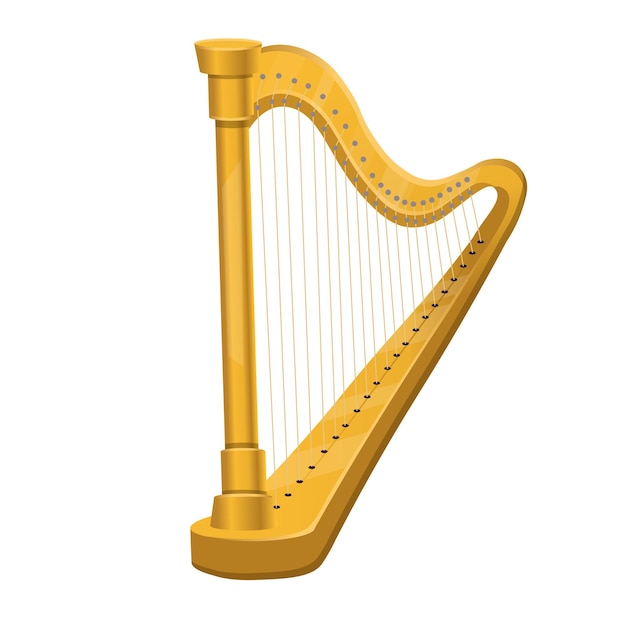 Vecteur instrument de musique harpe d'or isolé sur fond blancvecteur