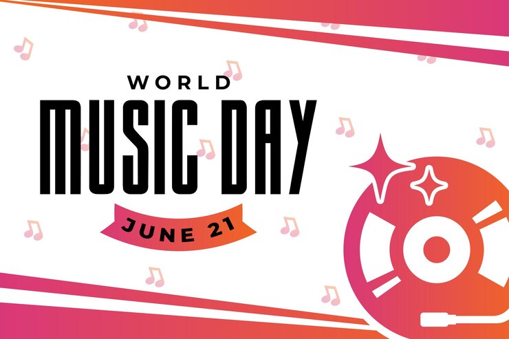 Vecteur instrument de musique en vinyle vectoriel de la journée mondiale de la musique avec fond dégradé affiche de la fête de la musique le 21 juin
