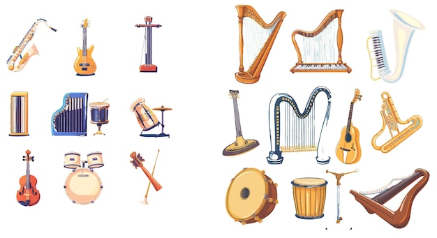 Vecteur instruments de musique de dessins animés