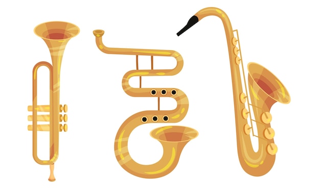 Instruments de musique à vent avec ensemble vectoriel de trompette et de saxophone