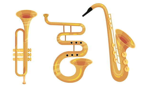 Vecteur instruments de musique à vent avec ensemble vectoriel de trompette et de saxophone