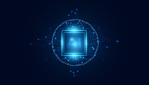 Vecteur intelligence artificielle abstraite sur fond de cercle numérique et technologique avec des systèmes informatiques