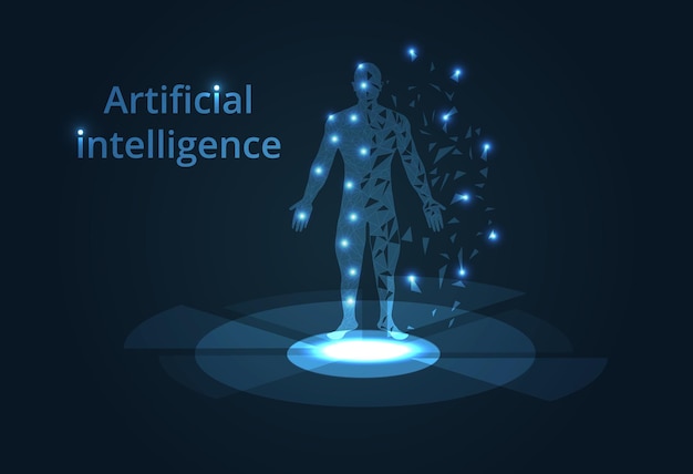 Intelligence artificielle abstraite Lignes reliées à des penseurs symbolisant le sens de l'artificiel