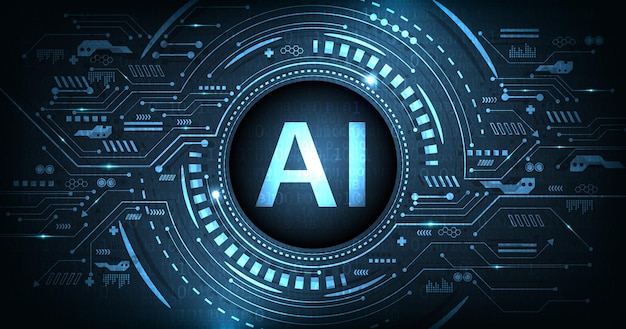 Intelligence artificielle AI sur fond de circuit électrique