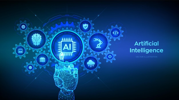 Vecteur l'intelligence artificielle, l'apprentissage automatique, les grandes données, les réseaux neuronaux, la technologie de l'ia.