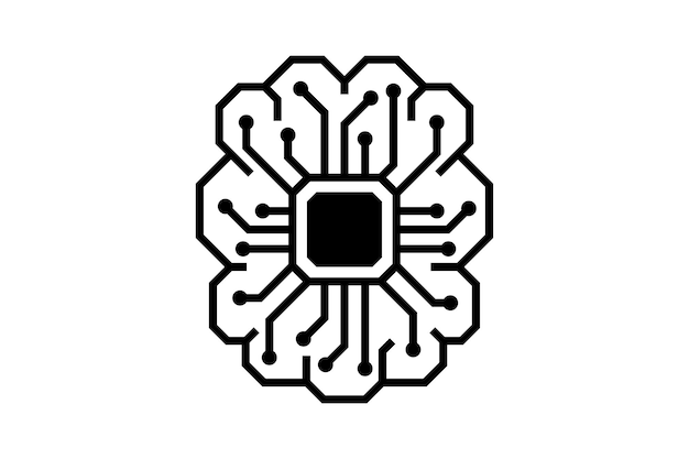 Intelligence Artificielle Micropuce Cerveau Graphique Numérique Ai Puce Carte Circuit Ligne Icône Neural