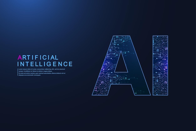Intelligence artificielle et symbole vectoriel d'apprentissage automatique. Conception de technologie sans fil d'intelligence artificielle. Réseaux de neurones et concepts de technologies modernes.