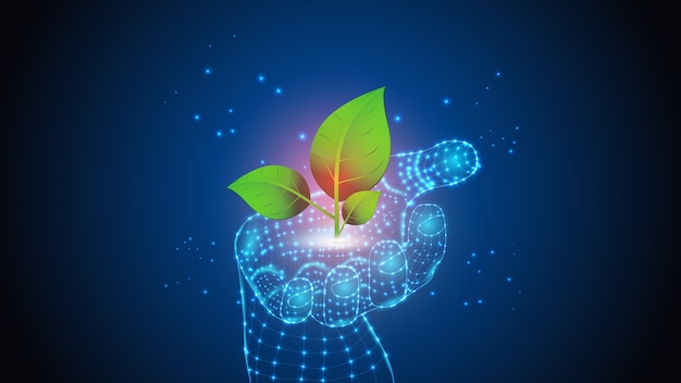 Intelligence Artificielle Tenant Une Plante