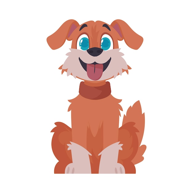 Intelligentbeat Rose Canine Canine Souriant Style Dessin Animé Illustration Vectorielle