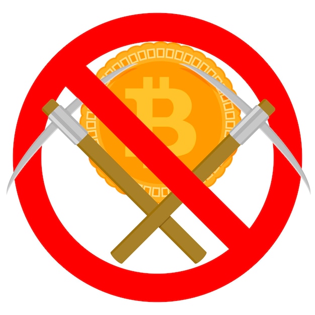 Interdire l'exploitation minière et le symbole bitcoin interdit