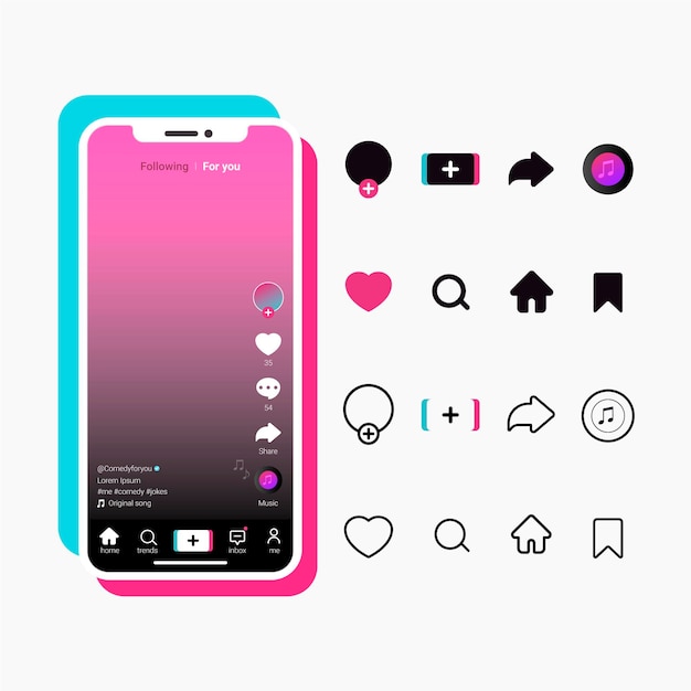 Interface De L'application Tiktok Avec Collection De Boutons