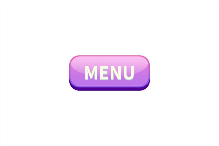 Vecteur interface de bouton de menu conception d'autocollant plat