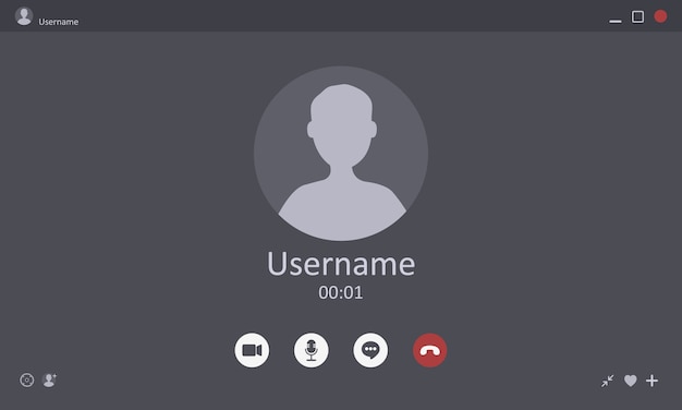 Interface De Chat Vidéo. Fenêtre D'appel Vidéo Web De L'utilisateur. Concept De Médias Sociaux à Distance, Communication à Distance, Contenu Vidéo. Illustration Vectorielle Moderne.