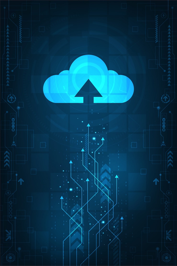 Vecteur interface cloud qui montre le téléchargement de données sur internet.