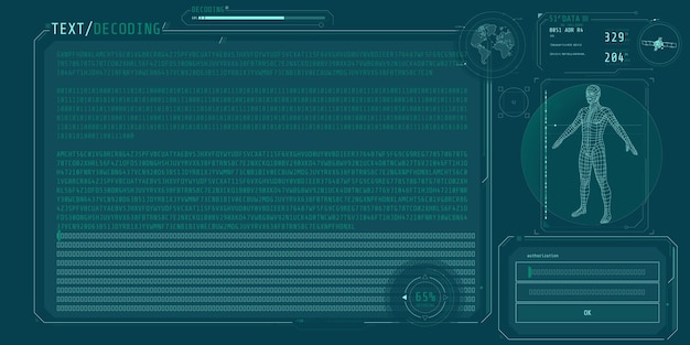 Interface Futuriste Avec écran De Décodage De Texte
