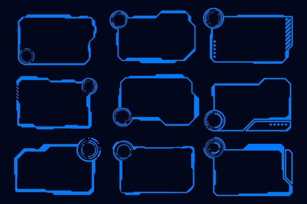 Interface futuriste de la technologie HUD du cadre d'élément d'ensemble vectoriel