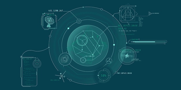 Vecteur interface hud futuriste pour l'exploration géologique planétaire