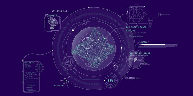 Interface hud futuriste pour l'exploration géologique planétaire
