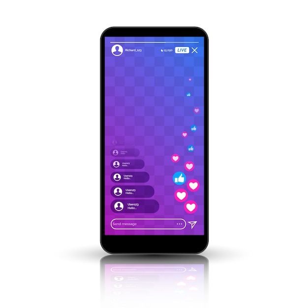 Interface instagram de diffusion en direct