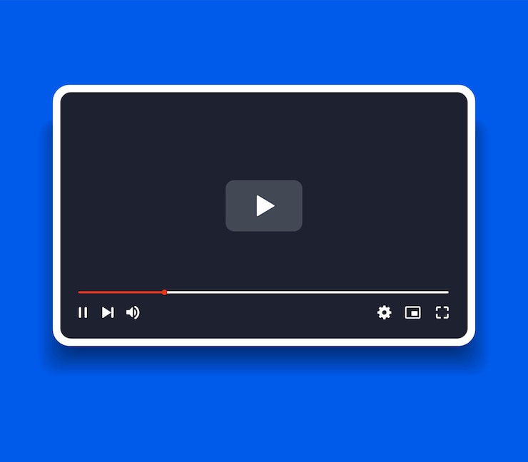 Vecteur interface de lecteur vidéo isolée sur fond blanc modèle de cadre multimédia mockup en direct