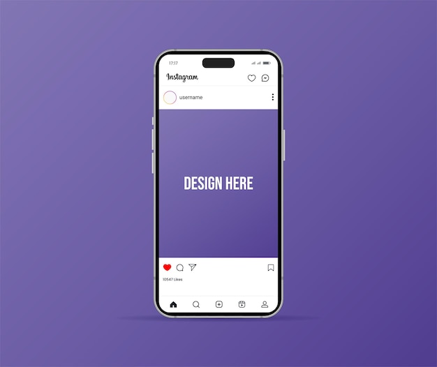Vecteur interface de la page d'accueil instagram avec maquette de poste de vecteur de smartphone