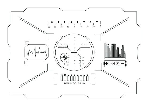 Vecteur interface ronde tactile hud avec illustration vectorielle isolée de haute technologie