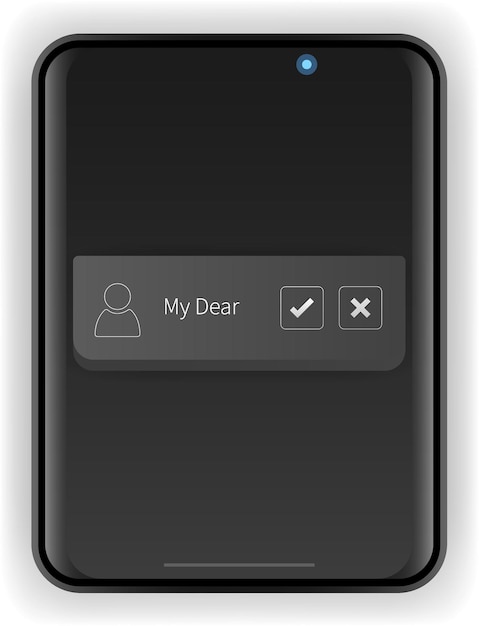 Interface de téléphone intelligent en mode sombre affichant une notification d'appel entrant minimaliste avec le nom du contact