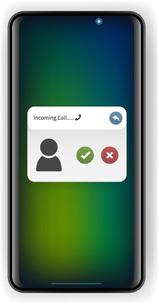 Interface de téléphone intelligent moderne affichant la notification d'appel entrant avec des options d'acceptation et de rejet