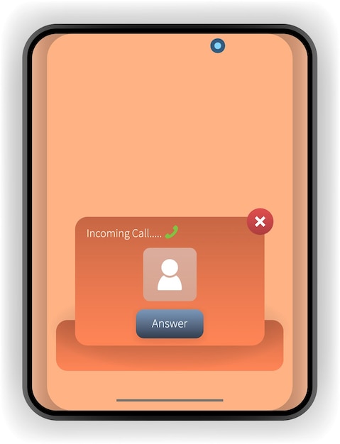 Interface de téléphone intelligent à thème orange illustrant la notification d'appel entrant avec le bouton de réponse et l'icône de contact