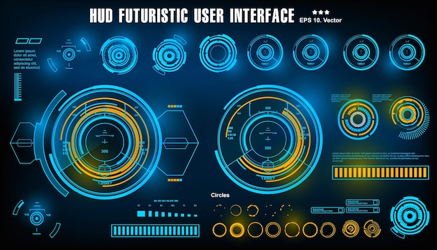 Interface utilisateur bleu futuriste HUD affichage du tableau de bord cible de l'écran de la technologie de réalité virtuelle
