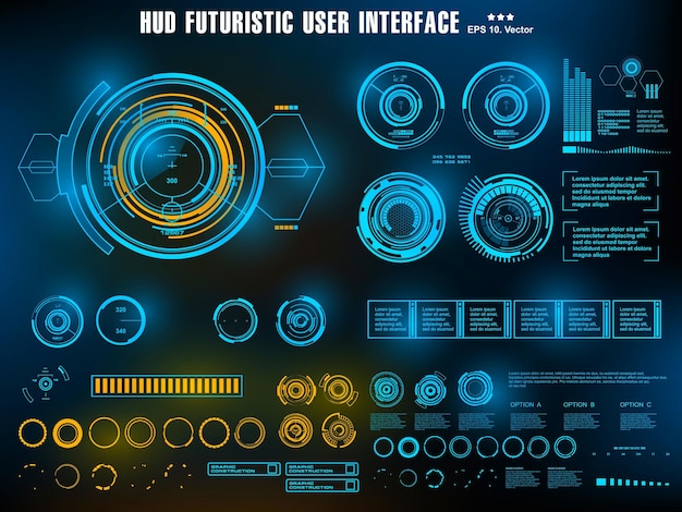 Interface utilisateur bleu futuriste HUD affichage du tableau de bord cible de l'écran de la technologie de réalité virtuelle