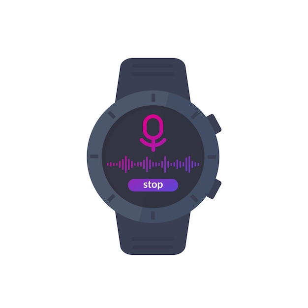 Interface utilisateur d'enregistrement audio, enregistreur dans une montre intelligente, vecteur