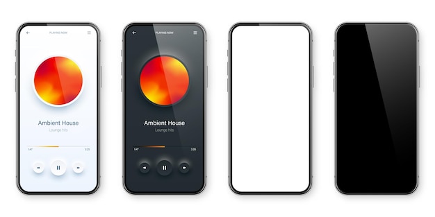 Interface utilisateur de lecteur audio en ligne application smartphone ui conception de médias musicaux streaming et écoute