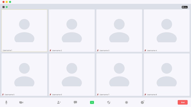 Interface utilisateur de vidéoconférence Modèle d'interface d'écran d'appel vidéo Application pour la communication sociale