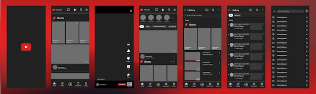 Interface YouTube Modèle d'interface de réseau social de médias sociaux de l'écran You Tube Page d'accueil Profil d'abonnement aux recommandations YouTube Fond dégradé Editorial