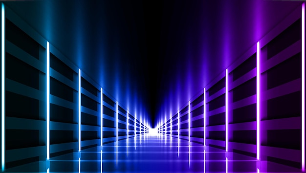 Intérieur abstrait du couloir du spectacle laser de la discothèque