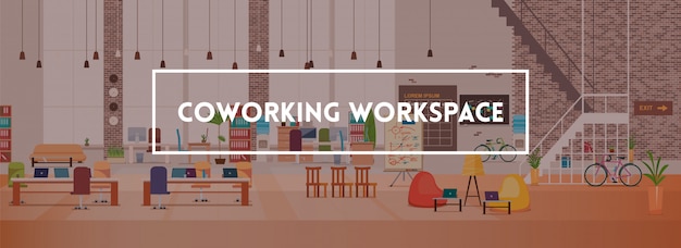 Intérieur De Bureau. Espace De Travail Coworking. Vecteur.