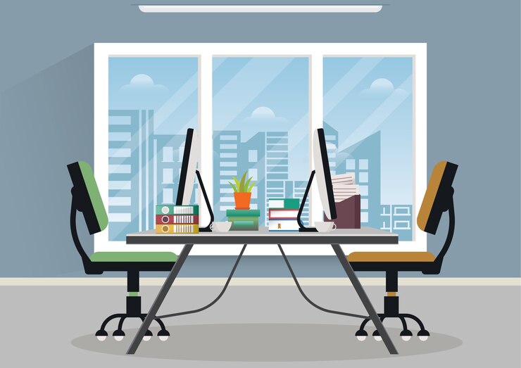 Vecteur intérieur de bureau moderne