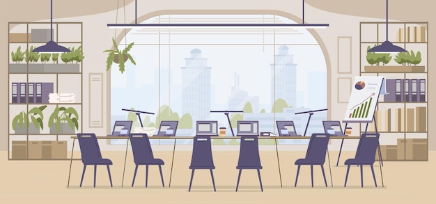 Intérieur de bureau ouvert sans personnes