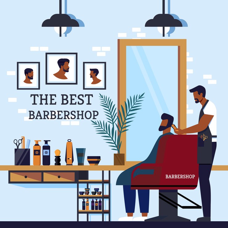 Vecteur intérieur de la cabine d'inscription du meilleur barbier