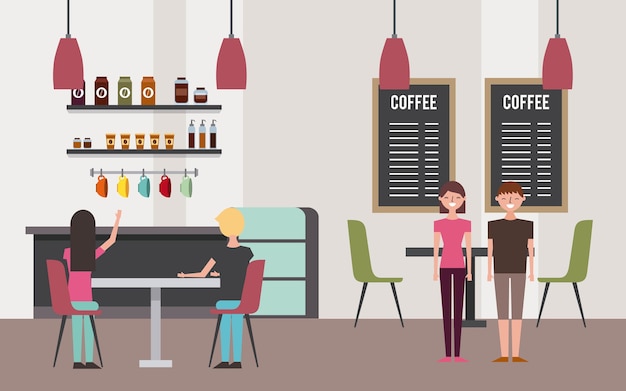 intérieur de café avec des personnes client