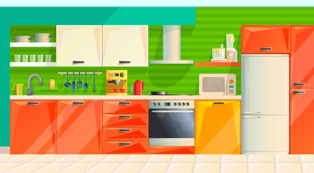 Intérieur de cuisine avec évier propre avec meubles et ustensiles de cuisine
