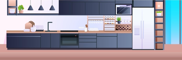 intérieur de cuisine moderne vide aucun peuple maison chambre illustration horizontale